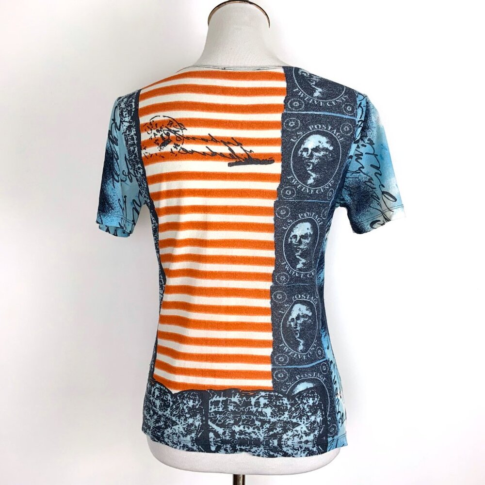Vintage Y2K Graphic Short Sleeve Mesh Top Sz M - Picture 6 of 16